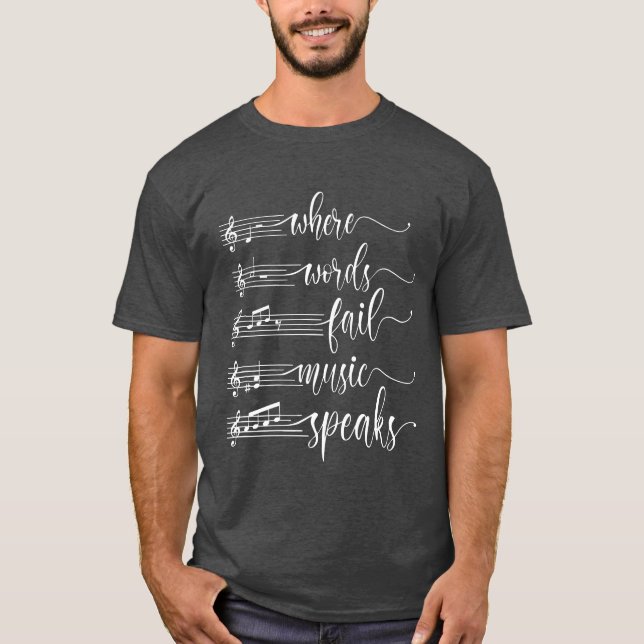 Där Ord Misslyckas musikhögtalare Musiceacher roli T Shirt (Framsida)