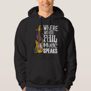 Där orden misslyckas talar musiken Gitarrist Gitar Hoodie