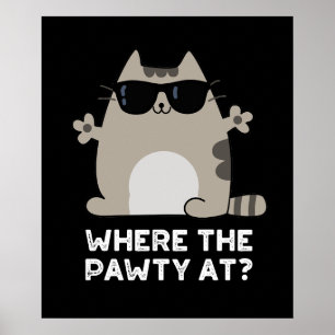 där Party Cat Pun-Mörken BG Poster