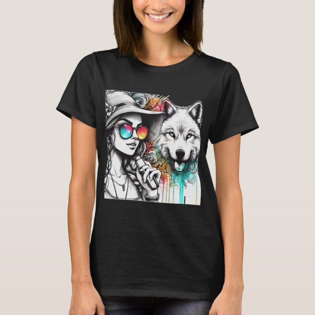 Där Retro-Coolan möter Vild Spirit T Shirt (Framsida)