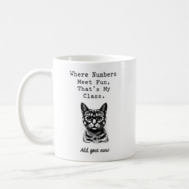 Där siffror möter rolig matematikklassdesign kaffemugg (Vänster)