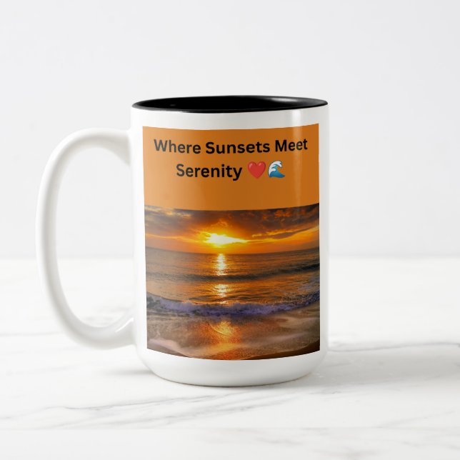 Där solnedgångar möter stillhet ❤️🌊 Två-Tonad mugg (Vänster)