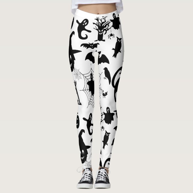 Där Spooky möter sofistikering, Halloween-tema Leggings (Framsida)