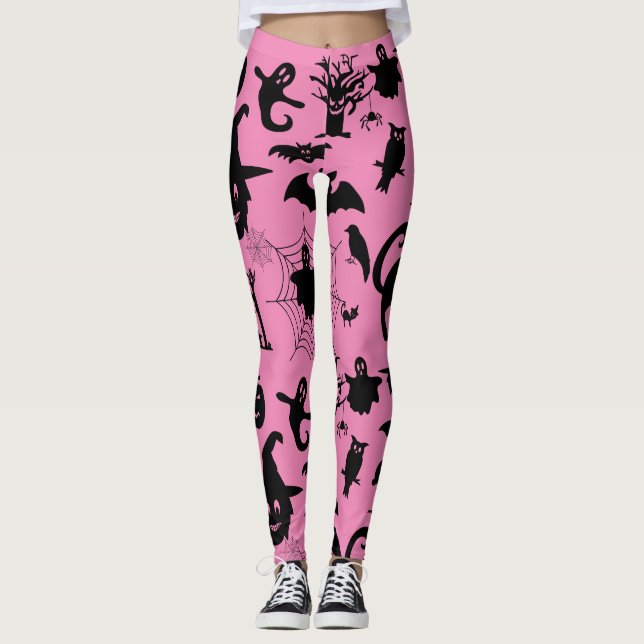 Där Spooky möter sofistikering, Halloween-tema Leggings (Framsida)