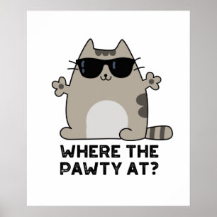 där tomten vid den berömda Party-cat Pun Poster