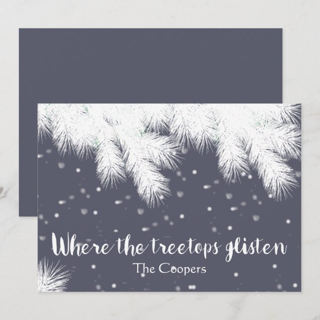 Där Treetops går och lyssnar på jul, lägg till dit Julkort (Fram/baksida)