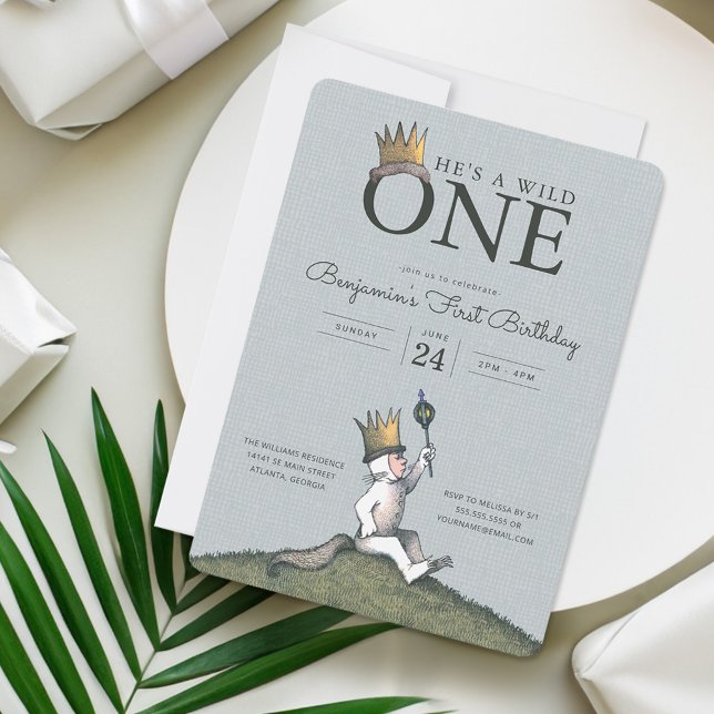 Där vilda saker är 1-års inbjudan (Card on table)