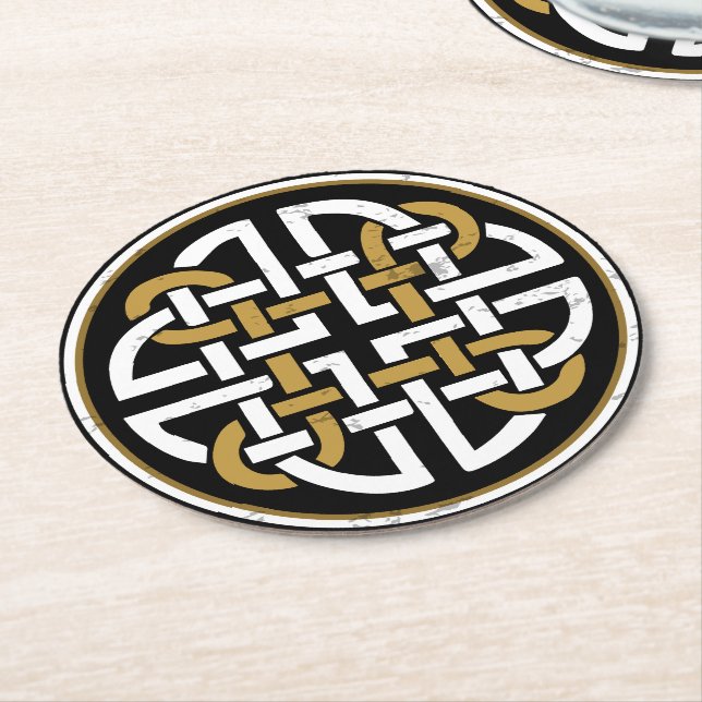 DARA KNOT TRÄD CELTIC MYSTICAL SYMBOL UNDERLÄGG PAPPER RUND (Vinklad)