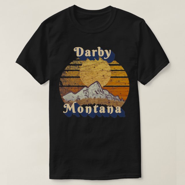 Darby Montana Retro Mountain Sunset Styled Pullove T Shirt (Design framsida)