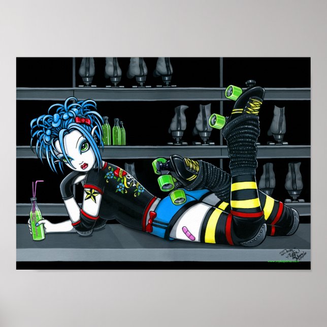 "Darby" Roller Derby Skate Girl Poster (Framsidan)