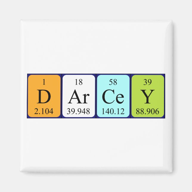 Darcey periodiskt bord namn magnet (Framsidan)