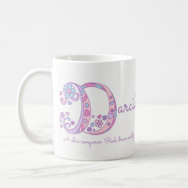Darcie namn betydelse hjärta blomma D monogrammugg Kaffemugg
