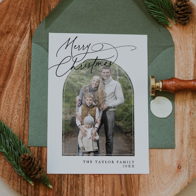 DARCY Black Arch Family Classic Photo jul Julkort (DARCY Black Arch Family Classic Photo Christmas Holiday Card)
