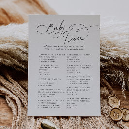 DARCY Black White Baby Shower Trivia-spelkort Inbjudningar