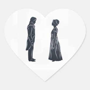 Darcy & Elizabeth siluett Hjärtformat Klistermärke