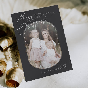 DARCY Grått Digital Boho-familjens julfoto Julkort