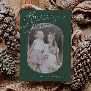DARCY Grönt Digital Boho-familjens julfoto Julkort