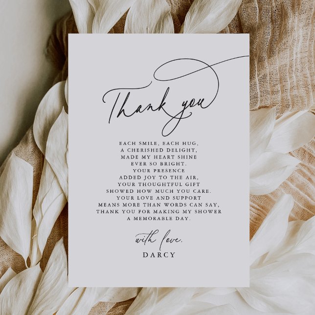 DARCY minimalistisk modern svart-vit baby shower Tack Kort (DARCY Minimalist Modern Black White Baby Shower Thank You Card)