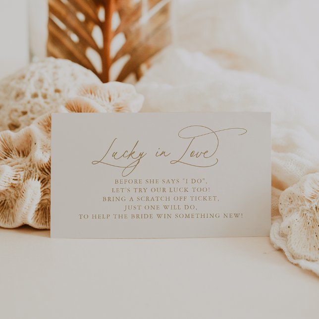 DARCY Modern minimalist elfenbensvit Guld Lucky In Tilläggskort (DARCY Modern Minimalist Ivory Gold Lucky In Love Enclosure Card)