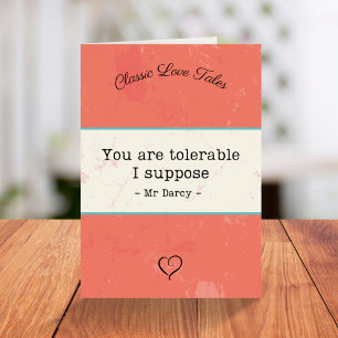 Darcy, rolig bok citerar Valentines day Helgkort