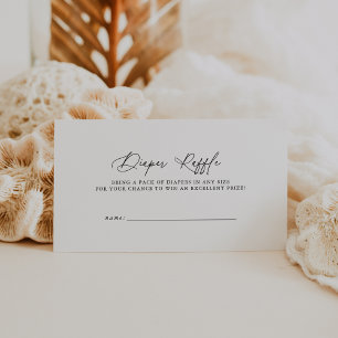 DARCY Simple Black White Baby Shower Diaper Raffle Tilläggskort