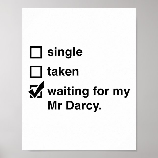 Darcy Single tog en i väntan på Darcy Jane Auste Poster (Framsidan)