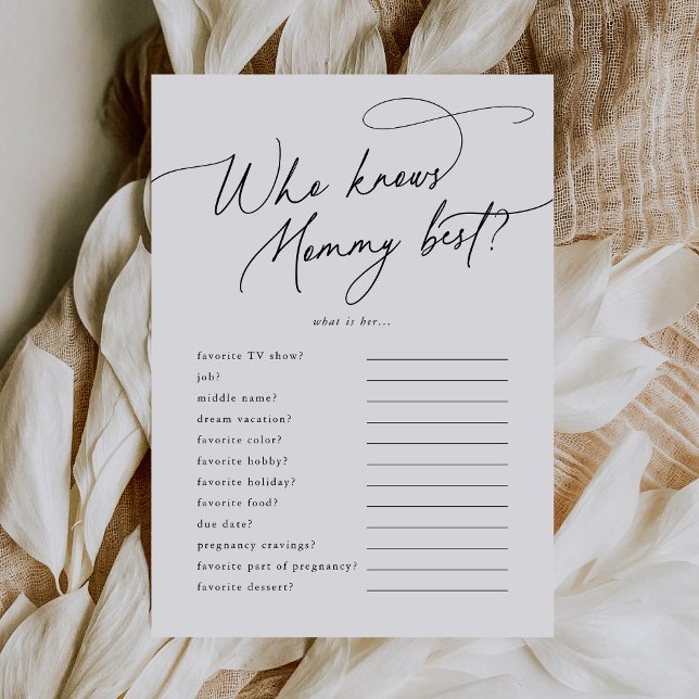 DARCY SOM KÄNNER Mamma Best Baby Shower Game Card Inbjudningar (DARCY Who Knows Mommy Best Baby Shower Game Card)