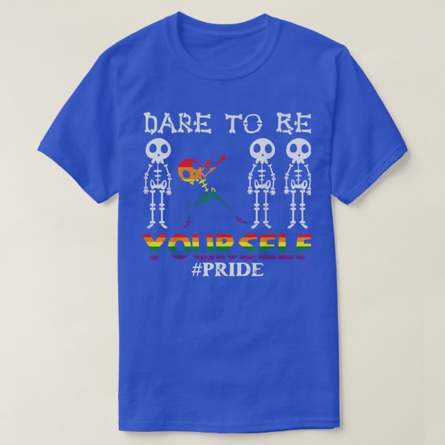 Dare att vara ditt PRIDE, Humor Skeleton Dabbing T Shirt (Design framsida)