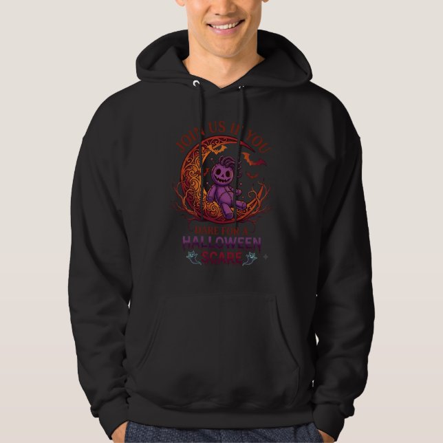 Dare Halloween Skrämmande Lila Voodoo Docka Halvmå Hoodie (Framsida)