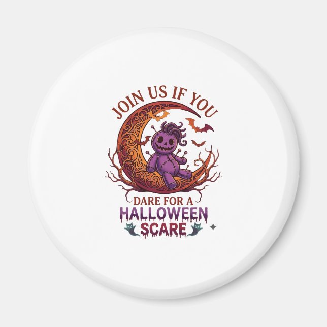 Dare Halloween Skrämmande Lila Voodoo Docka Halvmå Magnet (Framsidan)