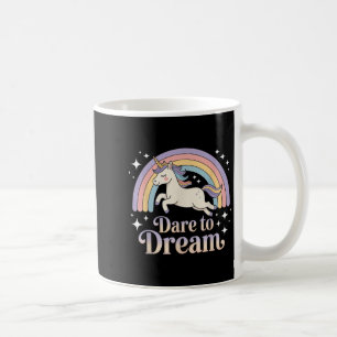 Dare till Dream Unicorn Rainbow Motivation Kaffemugg