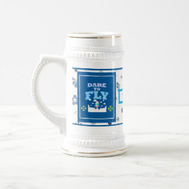 Dare to Fly Mug – Blue Floral Inspirational Patter Sejdel