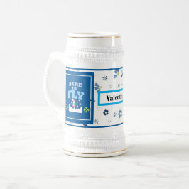 Dare to Fly Mugg – Blommönster i Blått Inspirerand