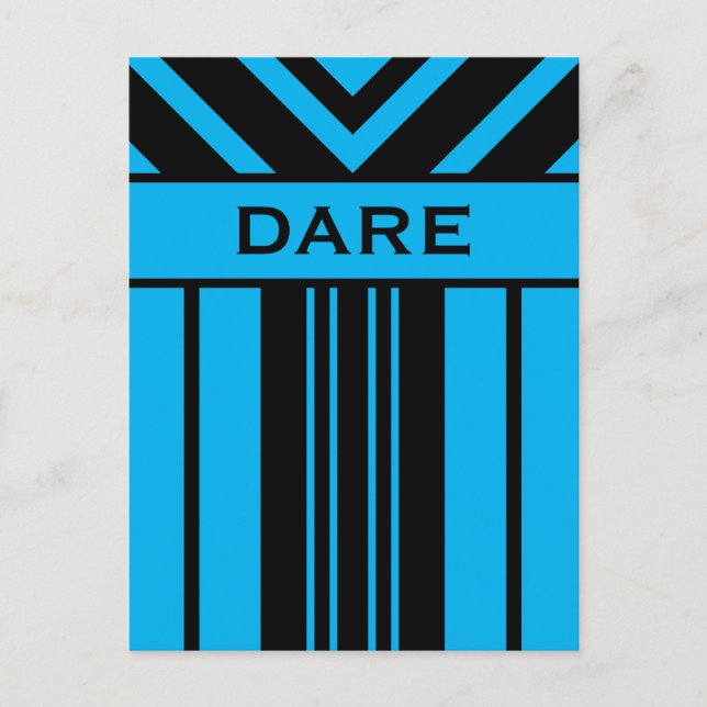 Dare Vibrant Blue and Black Rand & Chevrons Vykort (Framsida)