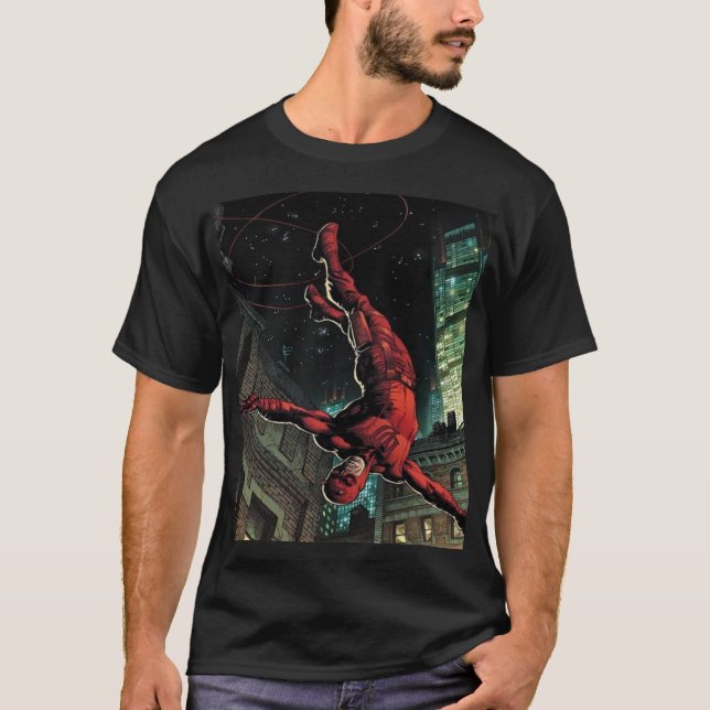 Daredevil Marvel Superhero Red Suit Night City  T Shirt (Framsida)