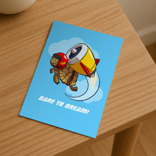 Daredjävulen Flying Tortoise med en Jet Pack-Teckn Vykort