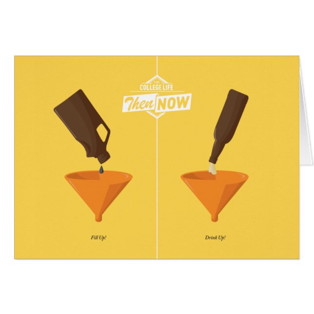 Därefter och nu: Öl Pong Hälsningskort (Framsidan Horizontal)