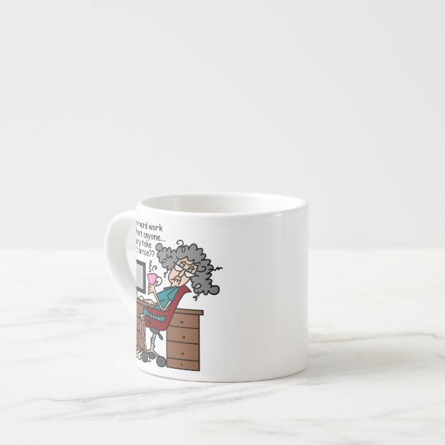 Därför riskera hårt arbetehumorn, espressomugg (Framsida vänster)