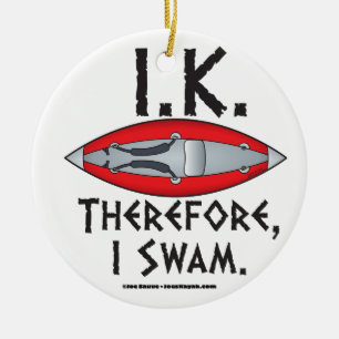 Därför Swam Funny Kayak Julgransprydnad Keramik