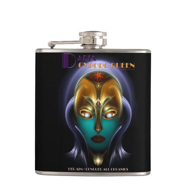 Daria Cyborg Queen 6oz Vinyl Wrapped Flask Fickplunta (Framsidan)