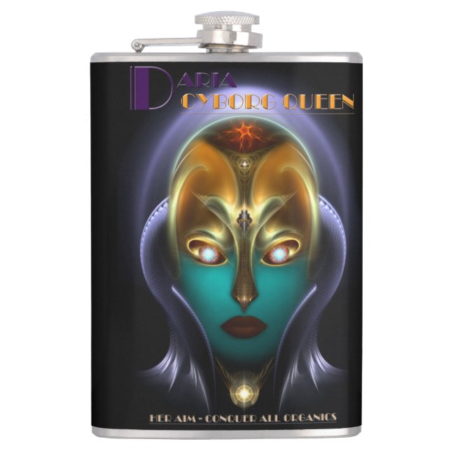 Daria Cyborg Queen Vinyl Wrapped 8oz Flask Fickplunta (Framsidan)
