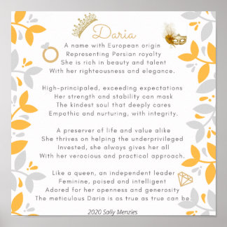 ’Daria’ Namn Dikt Poster