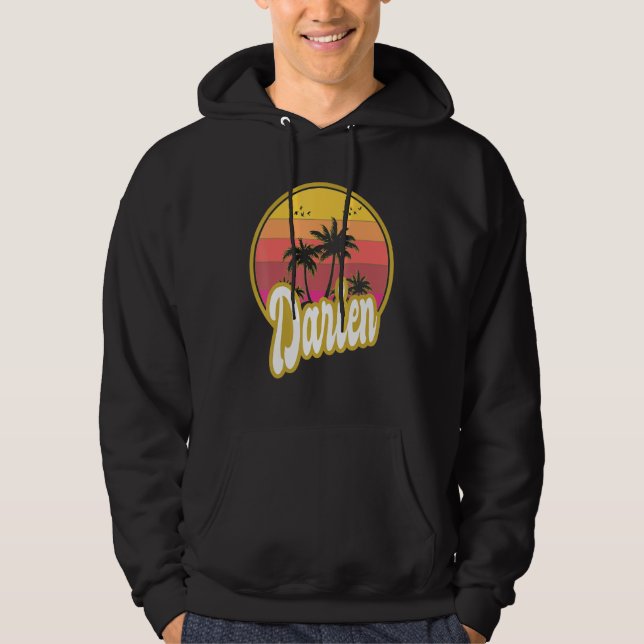 Darien Georgia Beach Retro Sunset Hoodie (Framsida)