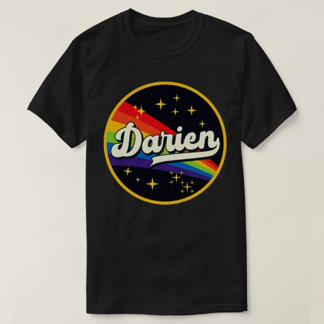 Darien Rainbow in Space Vintage Stil T Shirt (Design framsida)
