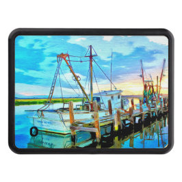 Darien Shrimp Boat Fleet vid Sunset Dragkroksskydd