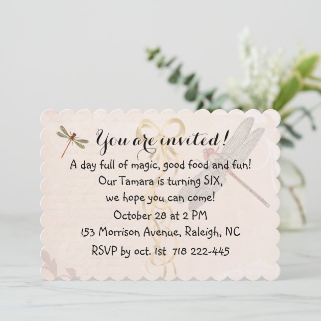 Dårinbjudan till Dragonflies Inbjudningar (Stående Fram)