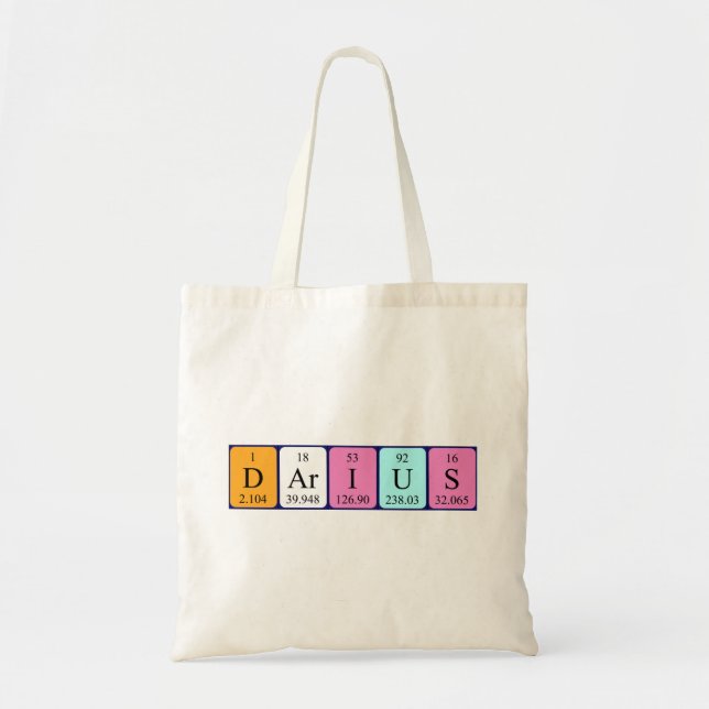 Darius periodiskt bord namn tote bag tygkasse (Framsidan)