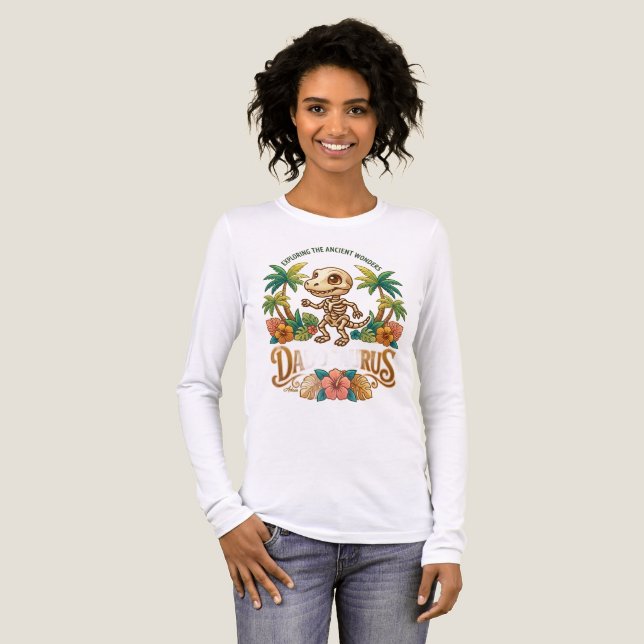 Darius Skelett Dinosaur Långärmad T Shirt (Hel framsida)