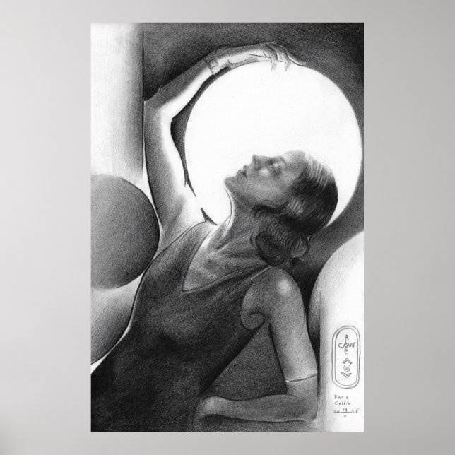 Darja Collin under the Moon – Art Deco Dancer Poster (Framsidan)