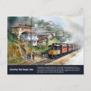 Darjeeling India Färgmålning för resvatten Vykort